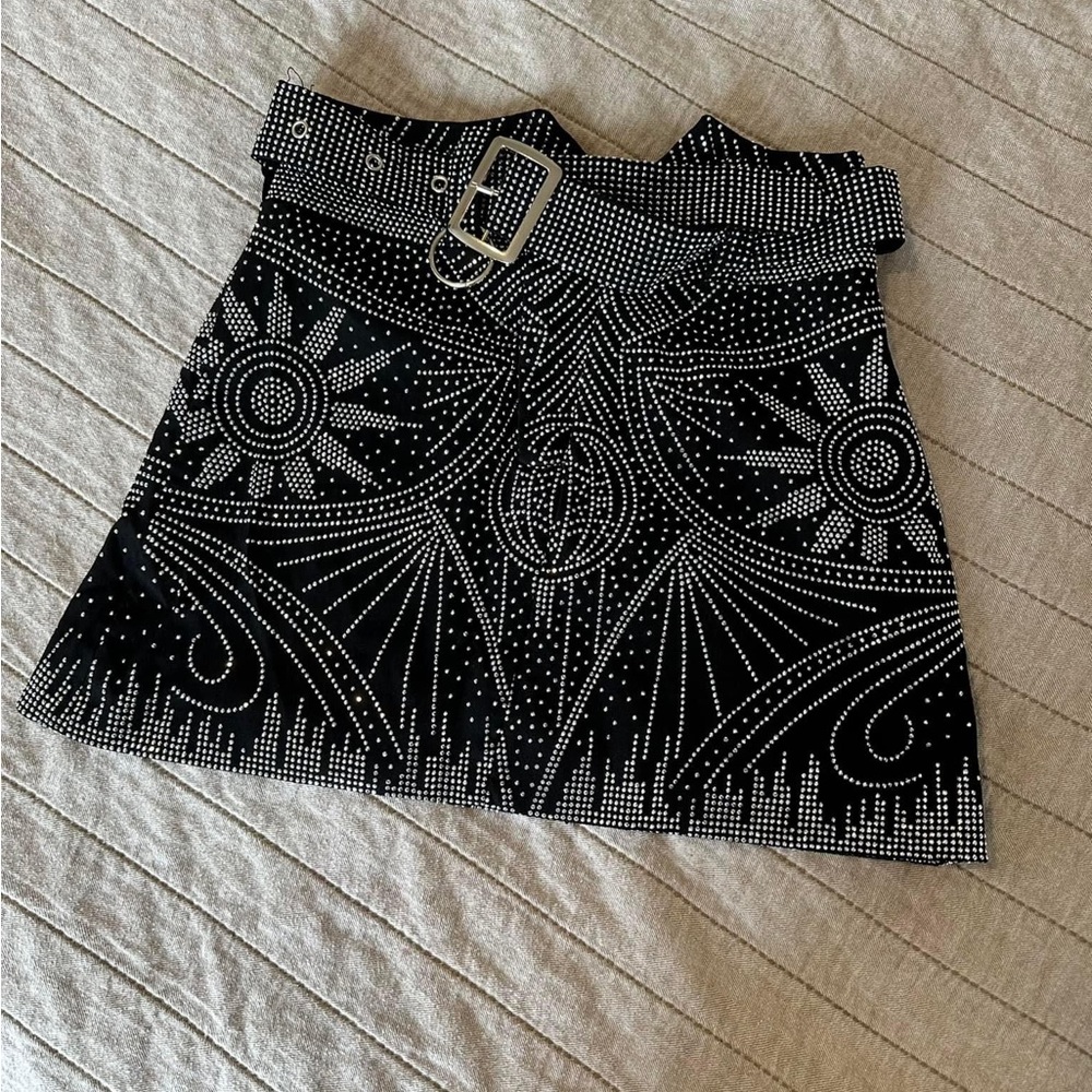 Sparkly mini skirt with belt